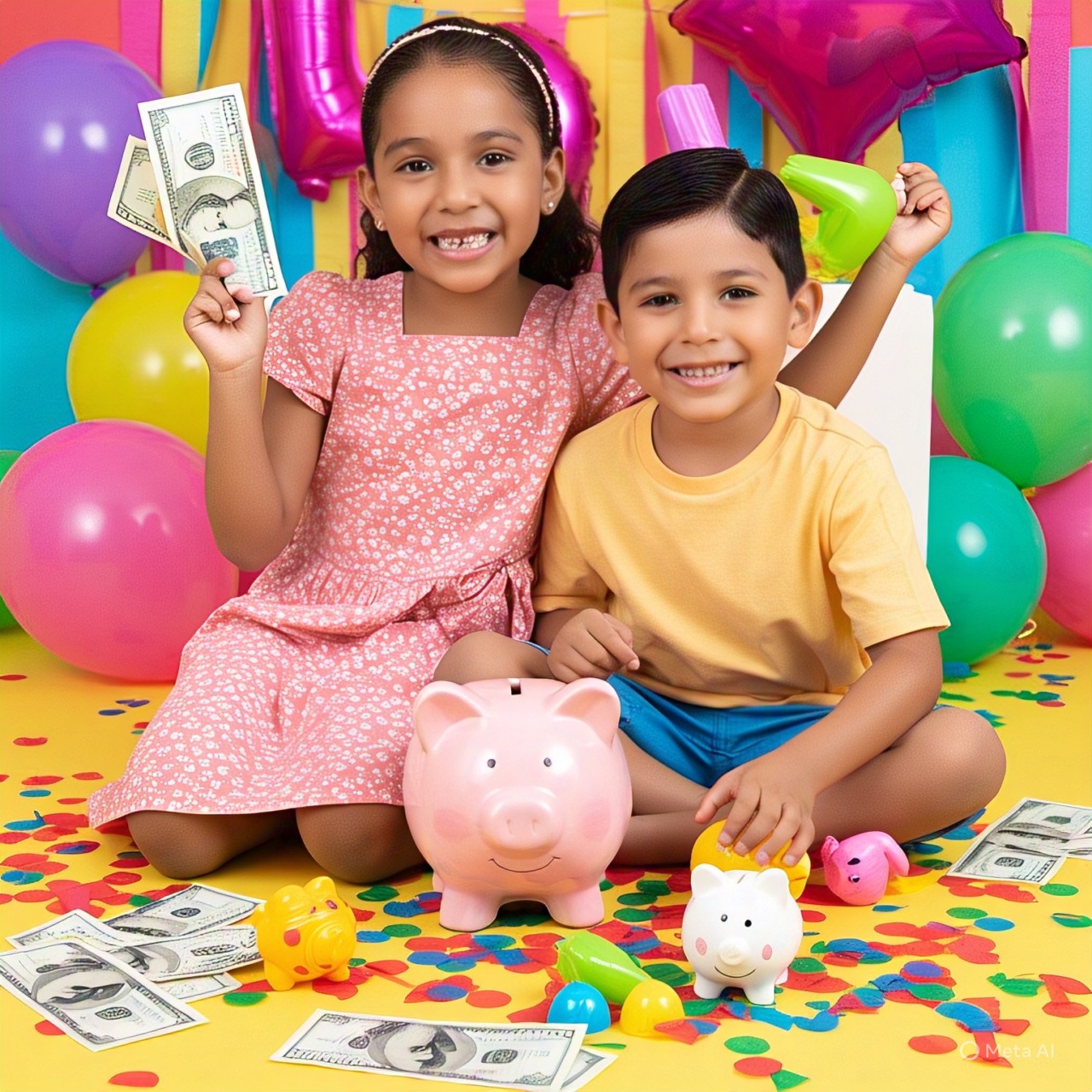 Niñas niños dinero