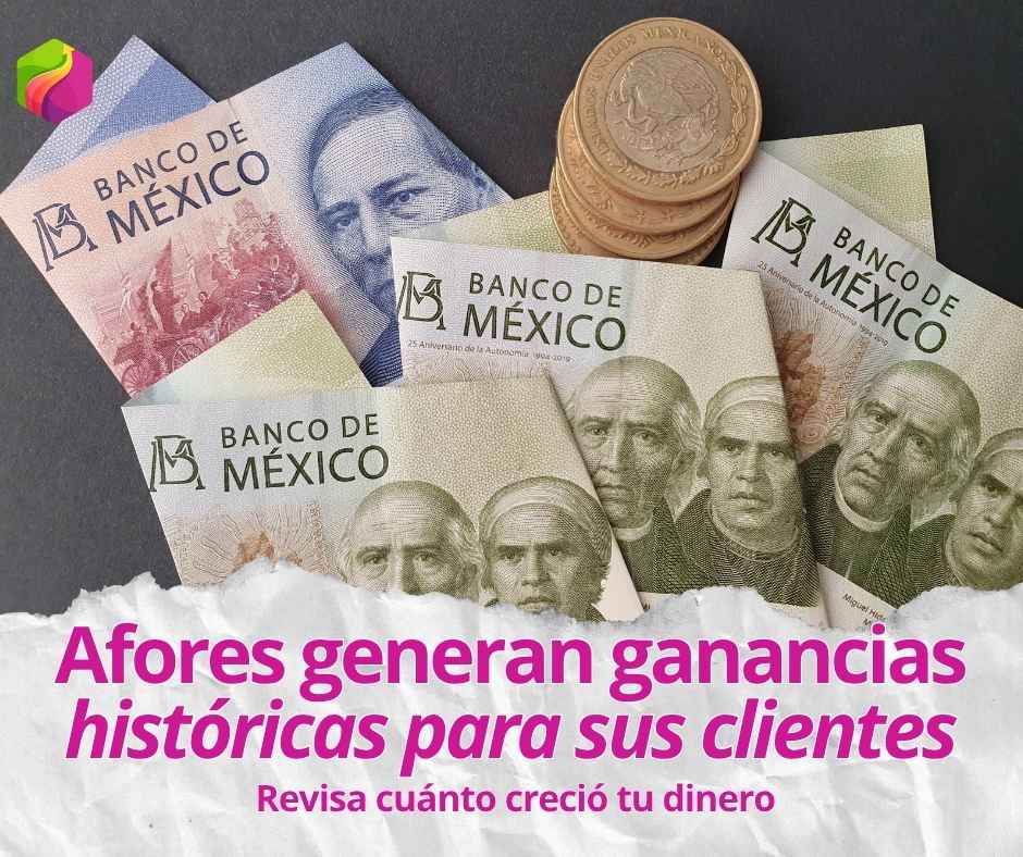 Imagen que muestra billete que muestran como crecen las ganancias de las Afores